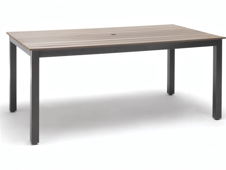 Kettler Bretange Aluminum Gray/Maple Gray Rectangular Poly Outdoor Dining Table with Umbrella Hole