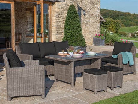 Kettler Palma Rattan canvas Coal Wicker Cushion Lounge Set