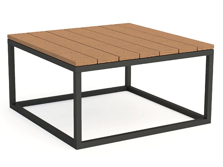 Kettler Gili Aluminum Lava Square Robust Teak Top Patio Coffee Table