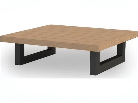 Kettler Nevada Aluminum Lava Square Robust Teak Top Outdoor Patio Coffee Table