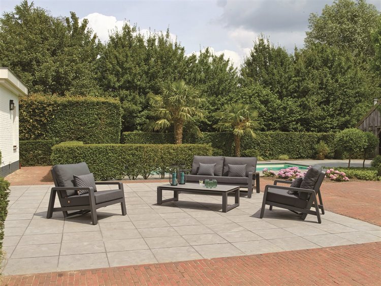 Kettler Boston Select Cushion Aluminum Lava Outdoor Lounge Set in Natte Charcoal