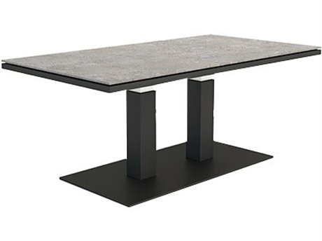 Kettler Zeb Closeout Aluminum Adjustable 55''W x 33''D (19'' - 29''H) Dining / Counter / Coffee Table w/ Ceramic Look Top