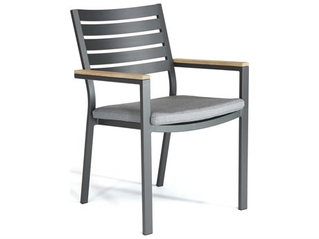 Kettler Elba Aluminum Charcoal Dining Arm Chair in Cast Silver