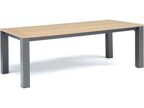 Kettler Elba Aluminum Charcoal 87''W x 40''D Rectangular Teak Top Dining Table