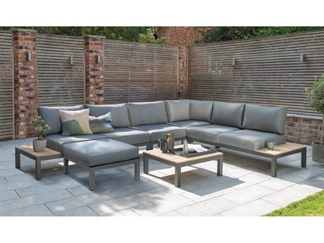 Kettler Elba Aluminum Charcoal Sectional Lounge Set with Cast Silver