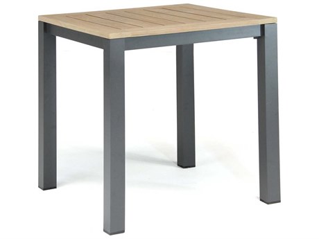 Kettler Elba Aluminum Charcoal 40'' Square Teak Top Bar Table