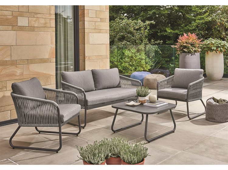 Kettler Kingston Aluminum Charcoal Outdoor Patio Lounge Set in Cast Slate