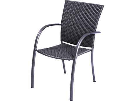 Kettler Pilano Wrought Iron Woven Silver-Gray Weave Dining Arm Chair Set of 6