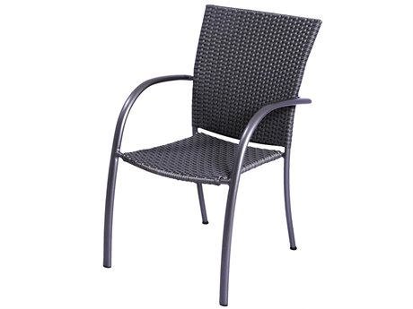 Kettler Pilano Wicker Silver Gray Stackable Dining Arm Chair Set of 4
