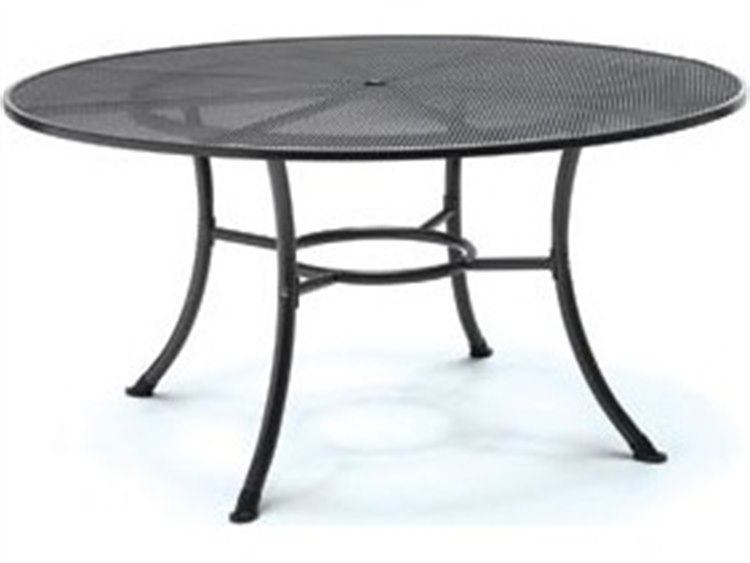 Kettler Mesh Top Steel Gray 48''Wide Round Dining Table with Umbrella Hole