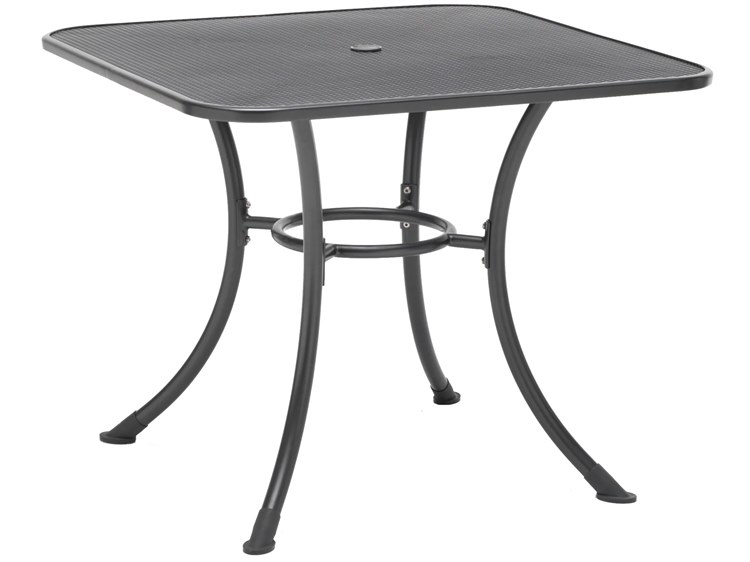 Kettler Mesh Steel Gray 32''Wide Square Dining Table with Umbrella Hole