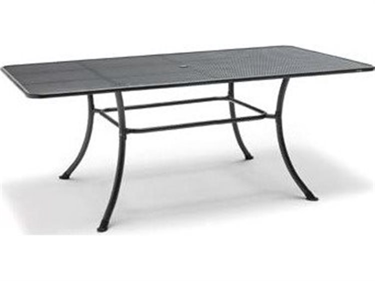 Kettler Mesh Top Steel Gray 57''W x 35''D Rectangular Dining Table with Umbrella Hole