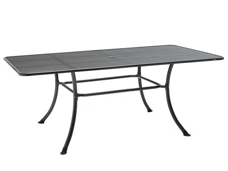 Kettler Mesh Steel Gray 79''W x 40''D Rectangular Dining Table with Umbrella Hole