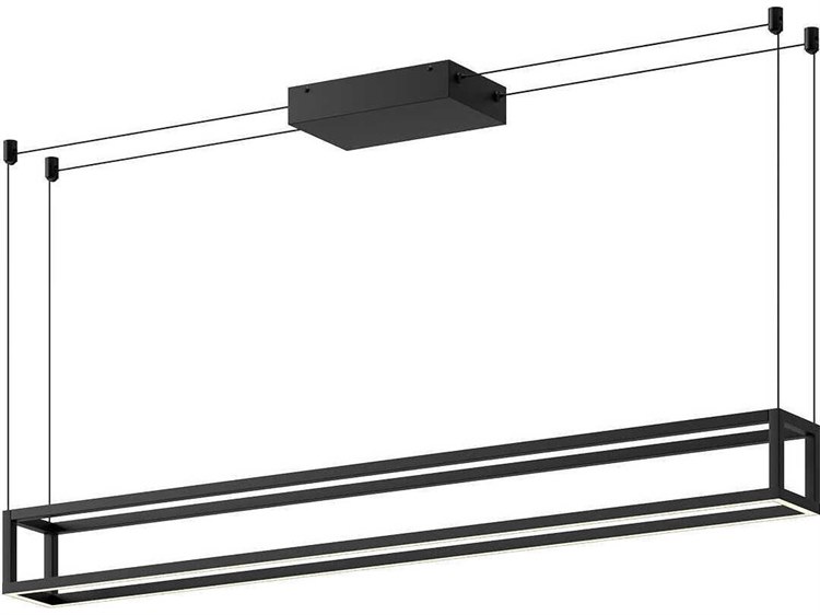 Photos - Chandelier / Lamp Kuzco Lighting Plaza Black Geometric Linear Island Pendant LP45548-BK-UNV