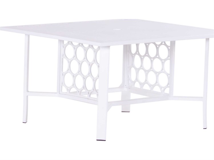 Koverton Parkview Cast Aluminum 42'' Square Chat Table with Umbrella Hole
