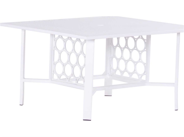 Koverton Parkview Cast Aluminum Square Patio Dining Table with Umbrella Hole