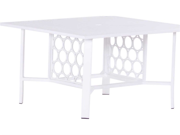 Koverton Parkview Cast Aluminum 87''W x 44''D Rectangular Dining Table with Umbrella Hole