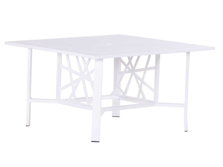 Koverton Parkview Knest Cast Aluminum 42'' Square Chat Table with Umbrella Hole