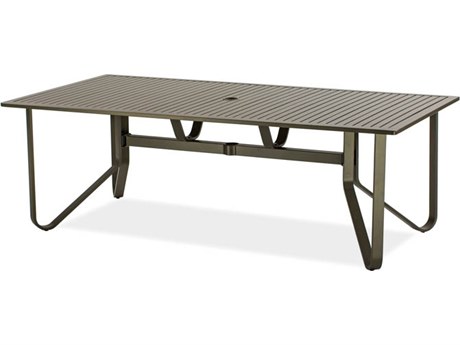 Koverton Chapman Extruded Aluminum 87 x 44 Rectangular Dining Table with Umbrella Hole