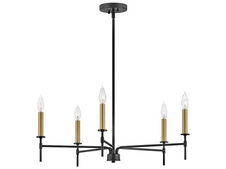 Lark Living Hux 5-Light Black Lacquered Brass Chandelier