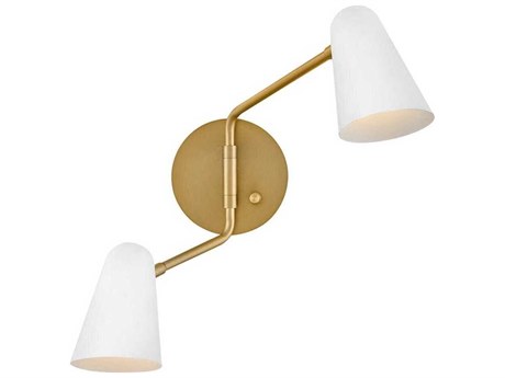 Lark Living Birdie 2-Light Lacquered Brass Matte White Vanity Light