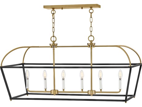 Lark Living Tate 6-Light Black Lacquered Brass Lantern Island Pendant