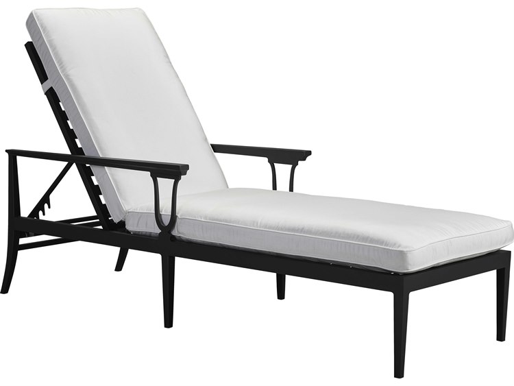 Lane Venture Winterthur Obsidian Black Aluminum Adjustable Patio Chaise Lounge Mesh Back