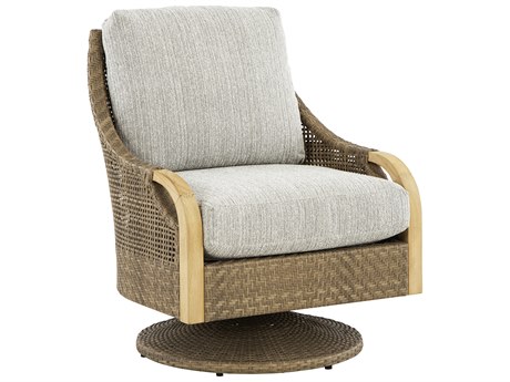 Lane Venture Edgewood Pebblestone Teak/Wicker Swivel Rocker Lounge Chair