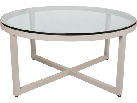 Lane Venture Contempo Aluminum 42'' Round Glass Top Coffee Table