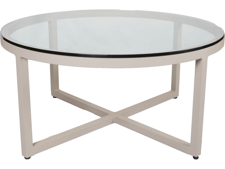 Lane Venture Contempo Aluminum 42'' Round Glass Top Coffee Table