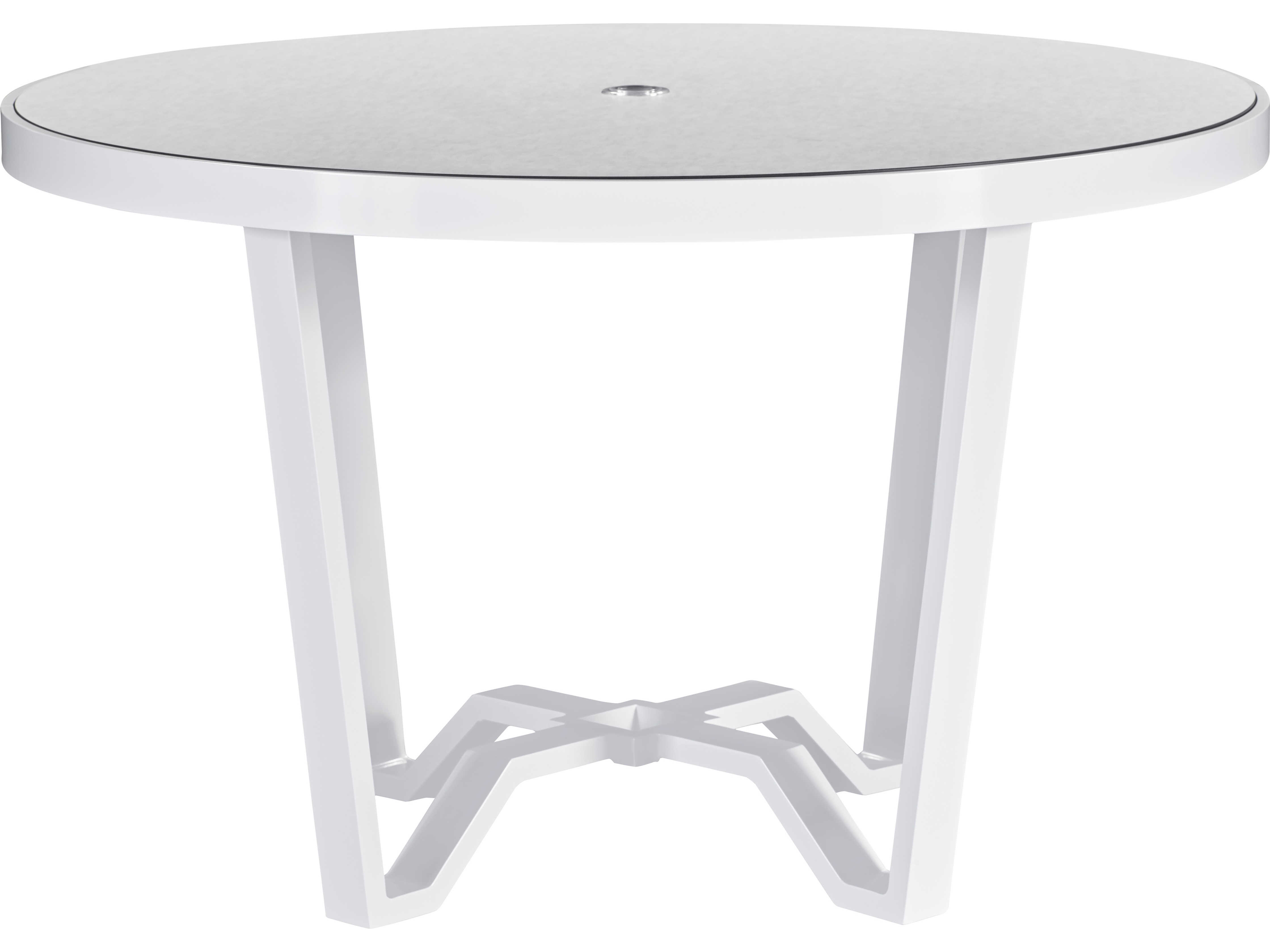 Lane Venture Biscayne Bay White Sand Aluminum 48 Wide Round Dining Table With Umbrella Hole Lav923848