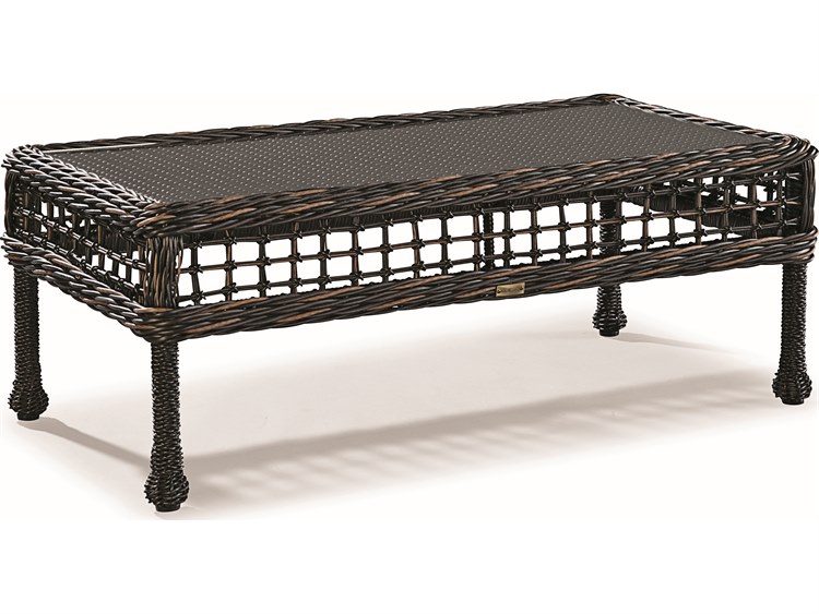 Lane Venture Moraya Bay Wicker Rectangular Glass Top Patio Coffee Table