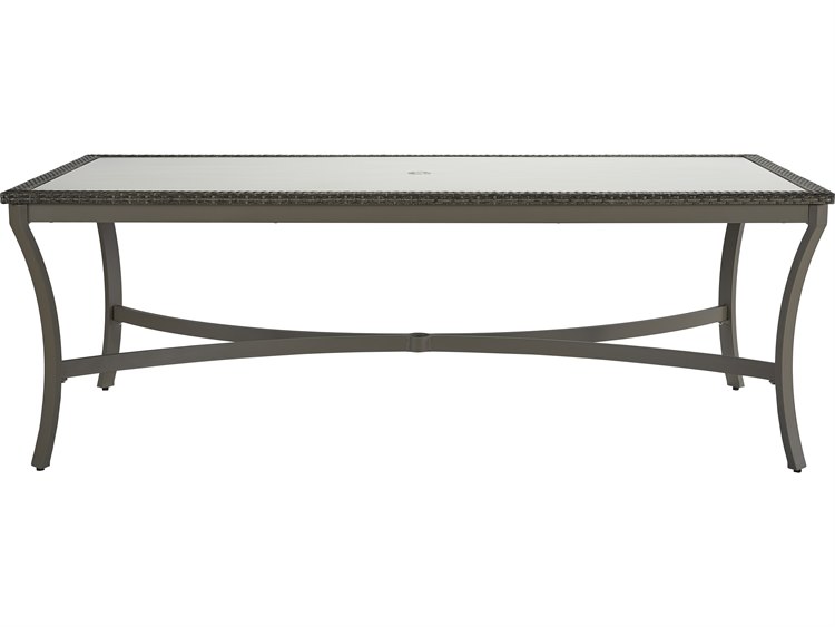 Lane Venture Oasis Ash Wicker Rectangular Patio Dining Table with Umbrella Hole