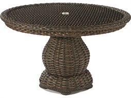 Lane Venture South Hampton Wicker 48'' Round Glass Top Dining Table with Umbrella Hole