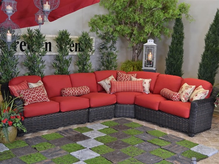 Lane Venture South Hampton Wicker Cushion Outdoor Patio Lounge Set