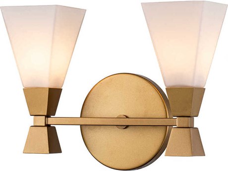 Lucas McKearn Bowtie 2-Light Laquered Gold Glass Vanity Light