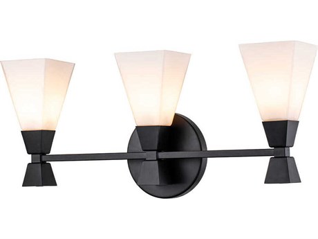 Lucas McKearn Bowtie 3-Light Matte Black Glass Vanity Light