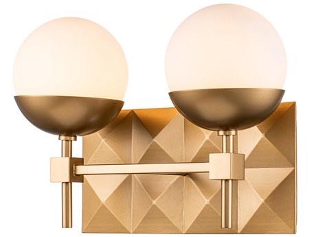Lucas McKearn Deco 2-Light Laquered Gold Glass Vanity Light