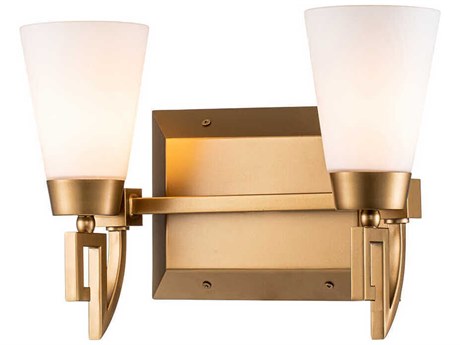 Lucas McKearn Lemuria 2-Light Laquered Gold Glass Vanity Light