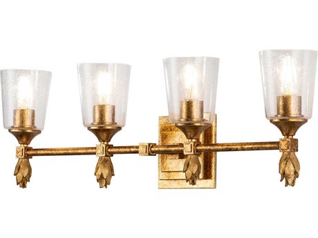Lucas McKearn Vetiver 4-Light Gold Glass Vanity Light