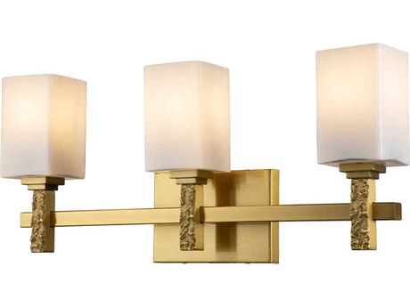 Lucas McKearn Jack 3-Light Aged Brass Glass Vanity Light