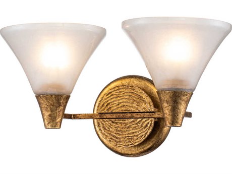 Lucas McKearn Lemoine 2-Light Gold Leaf Glass Vanity Light