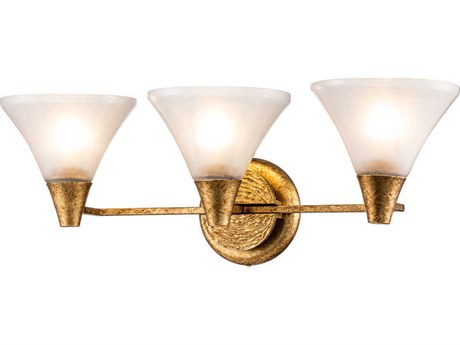 Lucas McKearn Lemoine 3-Light Gold Leaf Glass Vanity Light