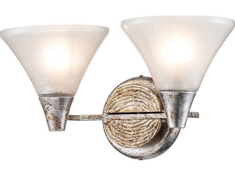 Lucas McKearn Lemoine 2-Light Silver Leaf Glass Vanity Light