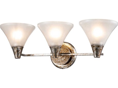 Lucas McKearn Lemoine 3-Light Silver Leaf Glass Vanity Light