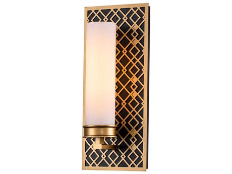 Lucas McKearn Ziggy 1-Light Laquered Gold Black Glass Wall Sconce