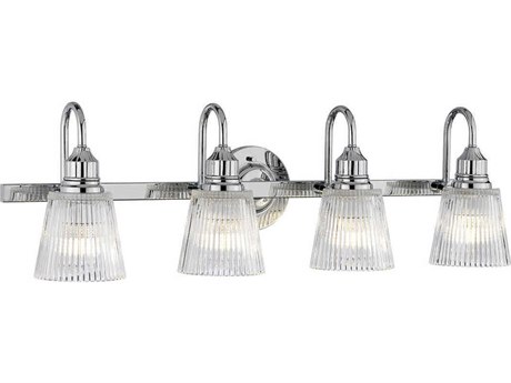 Lucas McKearn Addison 4-Light Polished Chrome Glass LED Vanity Light