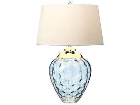 Lucas McKearn Samara Polished Nickel Blue Glass Buffet Lamp