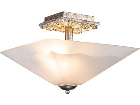 Lucas McKearn Star 2-Light Silver Leaf Glass Empire Semi Flush Mount