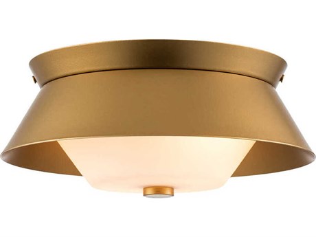 Lucas McKearn Bowtie 2-Light Laquered Gold Glass Empire Flush Mount